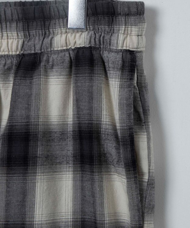 WEGO 【ウエストゴム】オンブレチェックイージーパンツ ホワイトチェック1