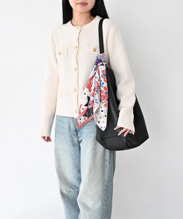 Marca 【the PORT by marca】EMBROIDERY 小判 シルクツイル スカーフ RED