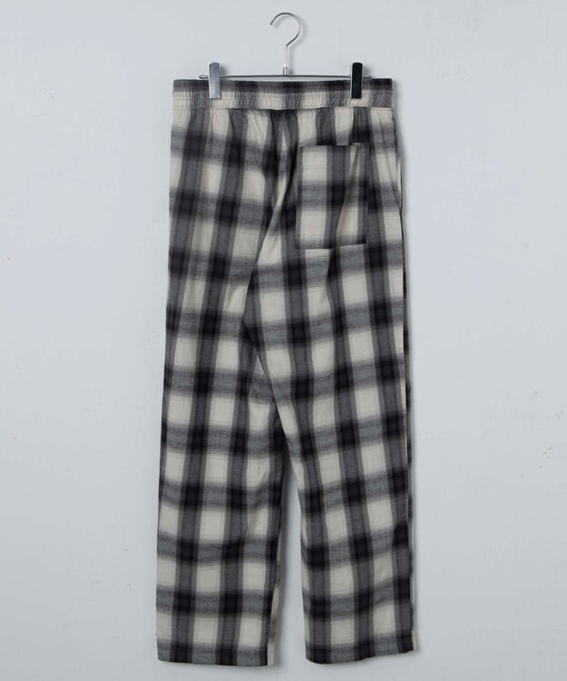 WEGO 【ウエストゴム】オンブレチェックイージーパンツ ホワイトチェック1