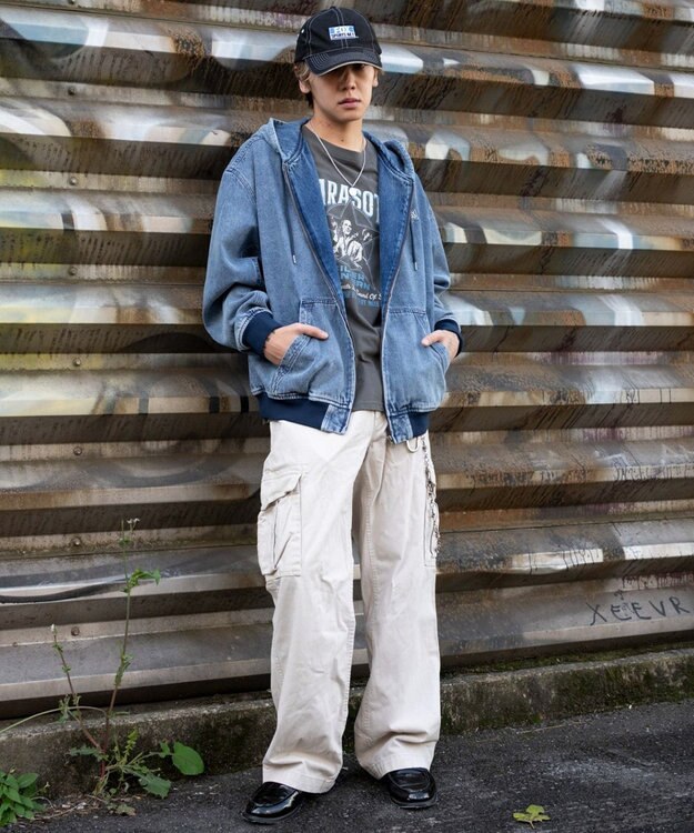 WEGO ワーカーズフードブルゾン デニム中濃加工色