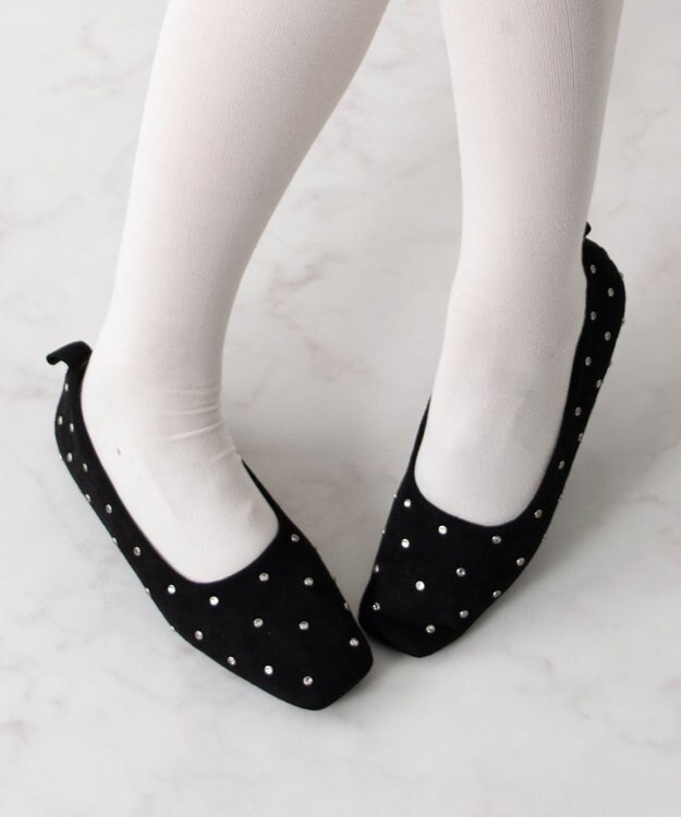 Bridget Birkin 【Bridget Birkin】ドットビジューフラットシューズ ブラックスウェード