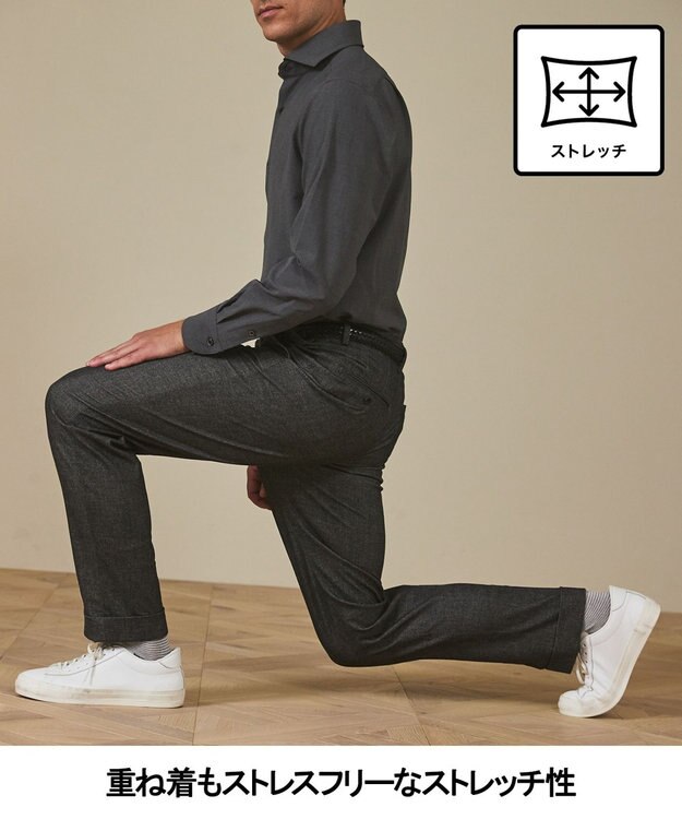 GOTAIRIKU 仕事で着られる 秋冬の綿パン【ストレッチ】コットンモールスキンストレッチパンツ グレー系