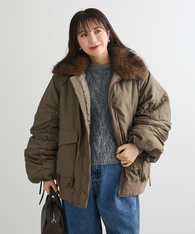 Green Parks ・ｓｗｉｎｇ　ｂｙ　ティペット付ミリタリーブルゾン Brown