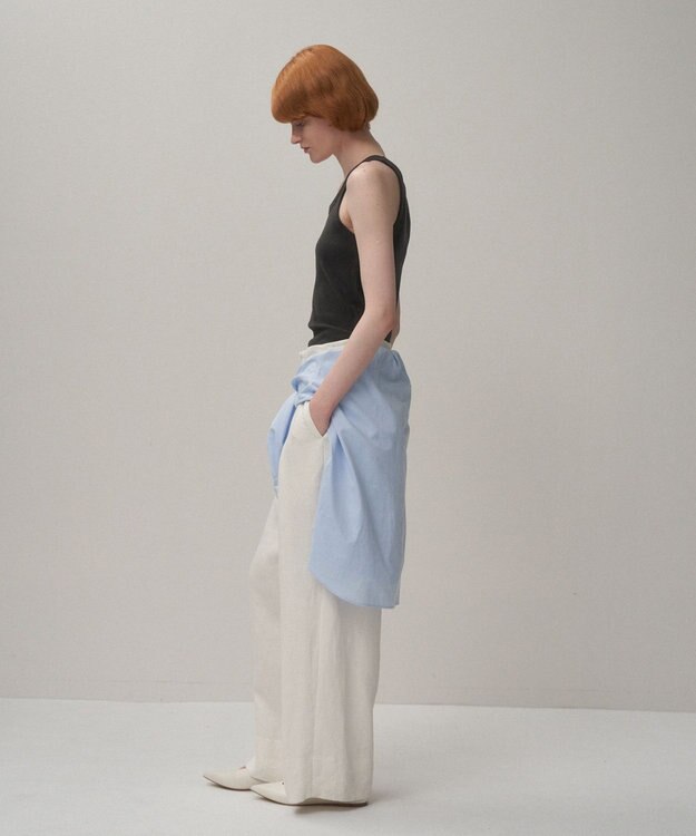 ATON LINEN TWILL | タックイージーパンツ WHITE
