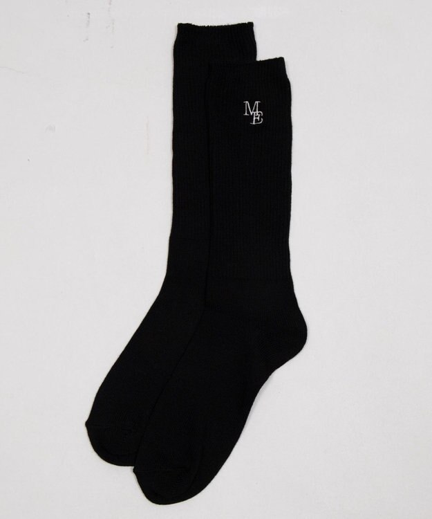 WEGO 刺繍ロゴローゲージゆるリブソックス ブラック