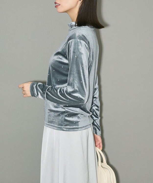 Green Parks ラインストーンハイネックトップス Blue