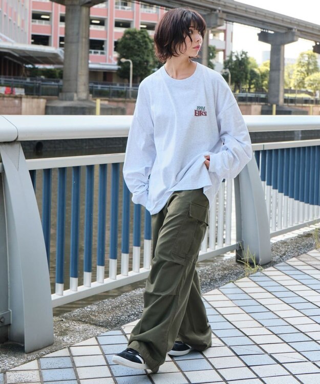 WEGO 【ユニセックス着用ITEM】サークルロゴBIG　T（LS） ライトグレー