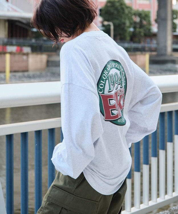 WEGO 【ユニセックス着用ITEM】サークルロゴBIG　T（LS） ライトグレー