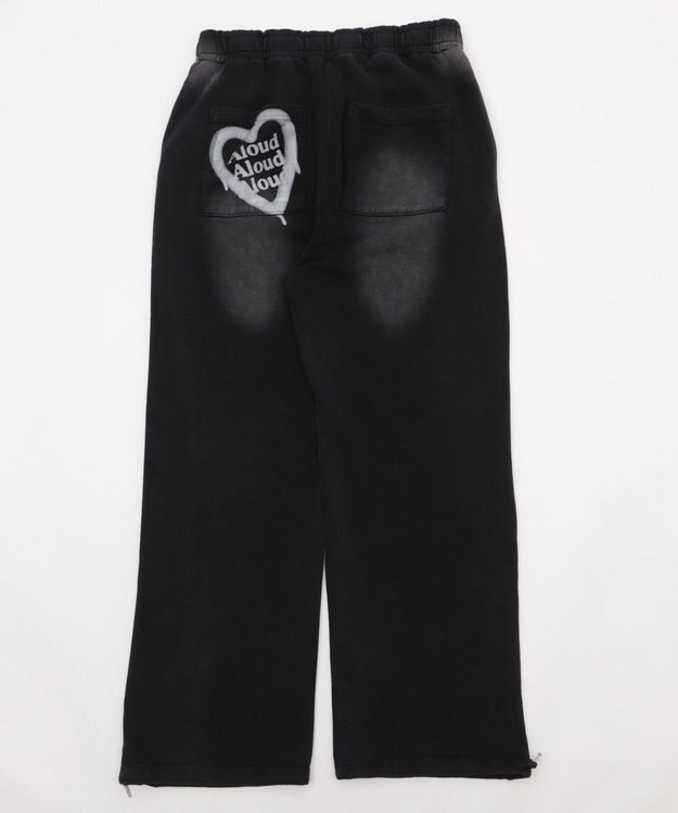 WEGO 【ウエストゴム/らくらくパンツ】アシッドウォッシュグラフィックスウェットパンツ ブラックその他
