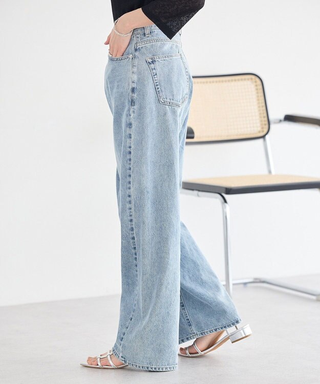 earth music&ecology ウエストアシメデニムパンツ Light Indigo