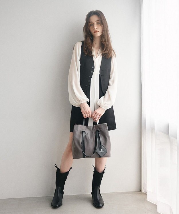 TOPKAPI 【TREASURE TOPKAPI】ナイロン レザー ハンドル A4 トートバッグ チャコールグレー