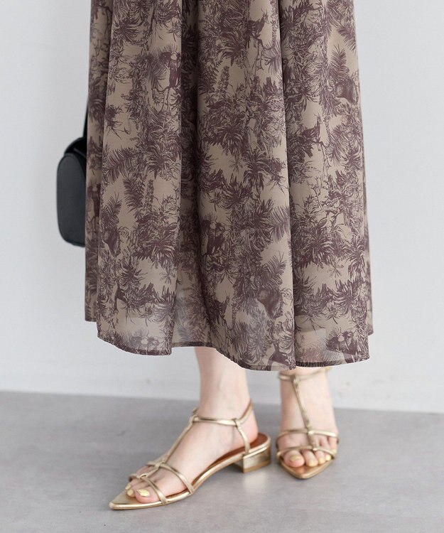 YECCA VECCA サファリ柄フレアシャツワンピース Beige