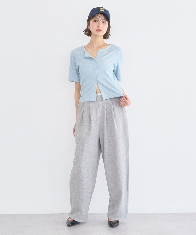 earth music&ecology チェーンリブラメカットソー Blue