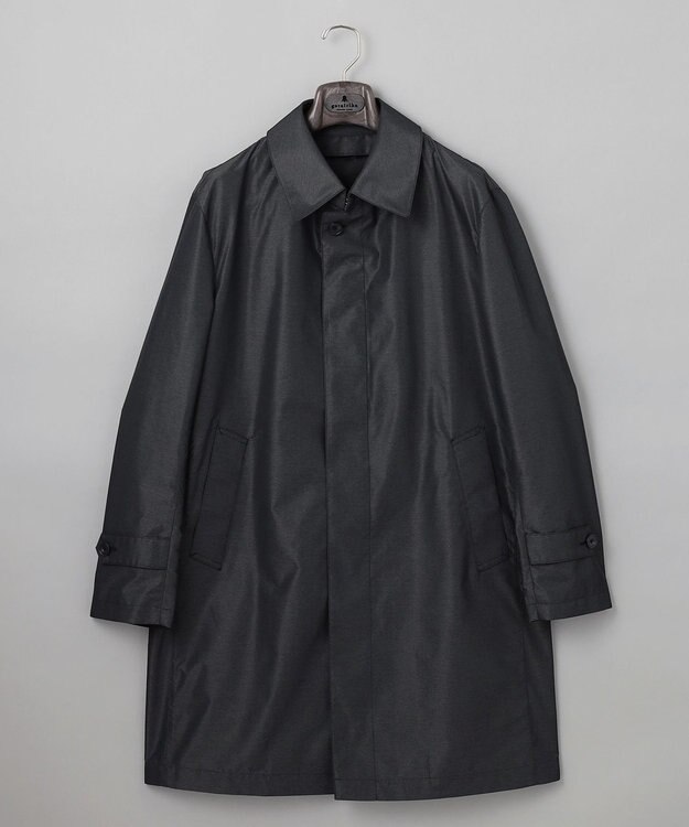 GOTAIRIKU ダウンライナー装着可【半裏仕様でより軽量】メランジシャンブレー ステンカラースプリングコート ライトグレー系