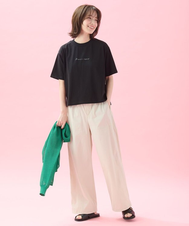 ANY L オーガビッツ刺繍ロゴＴシャツ ブラック