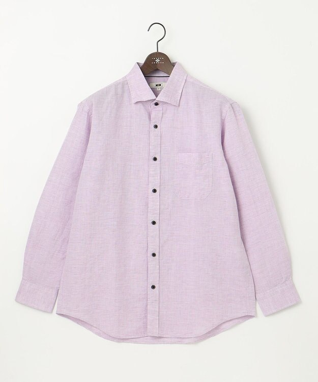 JOSEPH ABBOUD 【キングサイズ・カラー豊富/サステイナブル】リヨセルリネンサッカーシャツ パープル系