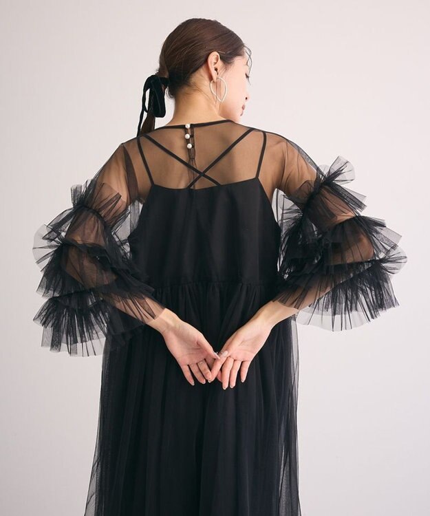 Green Parks ・Ｒａｉｌｍｅ　チュールワンピース（インナーＯＰ付） Black