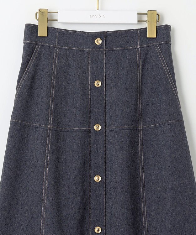 ANY SIS L 【洗える】マリンディテールシャンブレー スカート シャンブレー