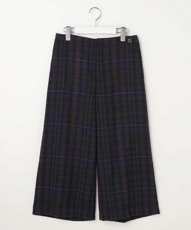 J.PRESS LADIES S milledタータンラメチェック クロップド パンツ ネイビー系