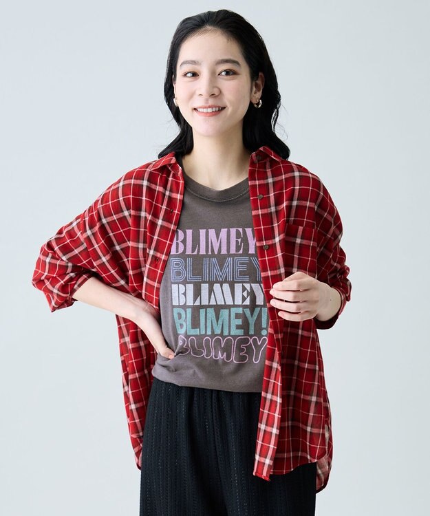ANY シアーチェックシャツ レッド系