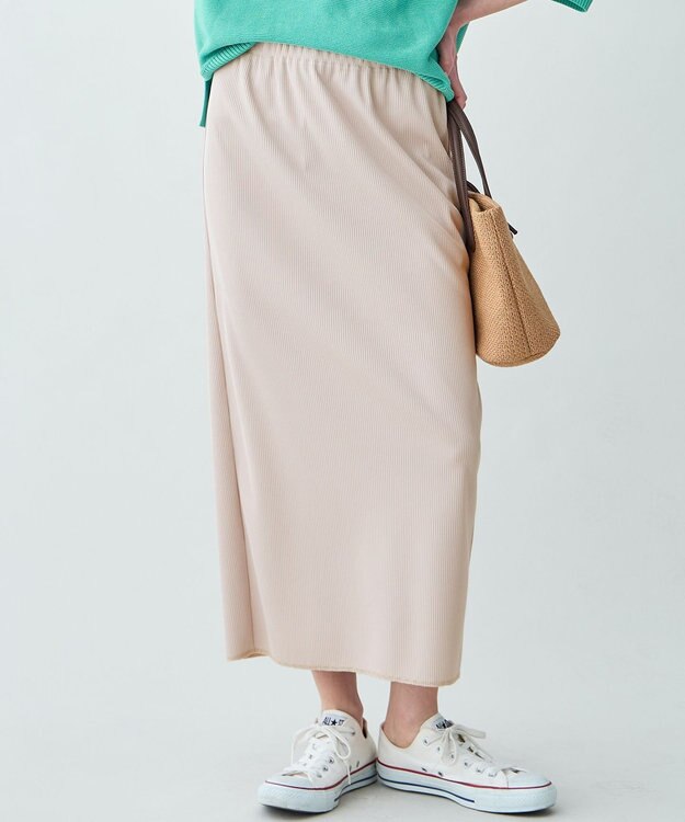 ANY L テレコナロースカート ライトベージュ