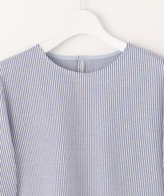 J.PRESS LADIES 【WEB限定カラーあり・抗菌消臭・吸水速乾】サッカージャージー 5分袖 ペプラム カットソー ブルー系1