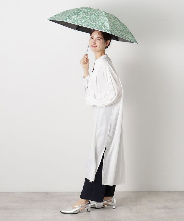 MOONBAT 【フワクール生地使用/軽量】MACKINTOSH PHILOSOPHY 遮光 晴雨兼用 折りたたみ日傘 小花柄 グリーン