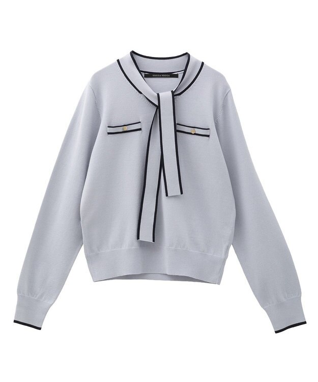 YECCA VECCA 配色ボウタイニット Light Blue