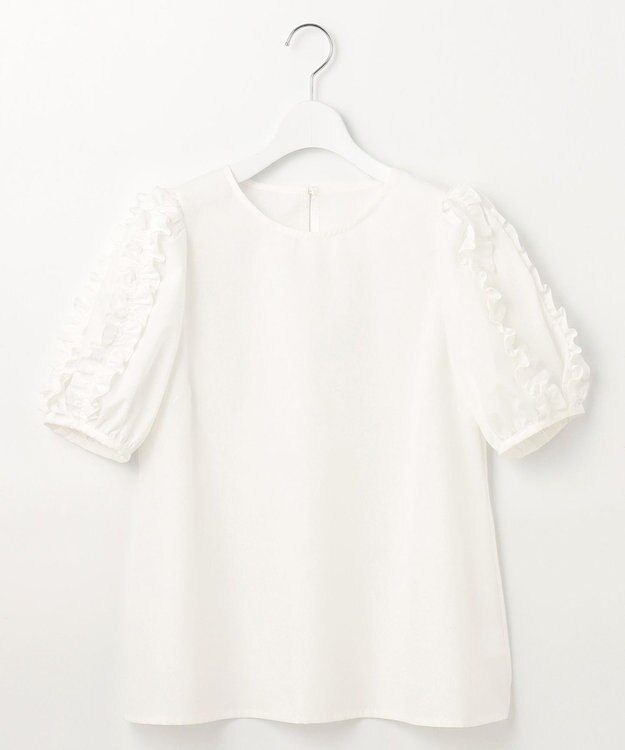 Feroux 【洗える】袖フリルチュニック ブラウス ホワイト系