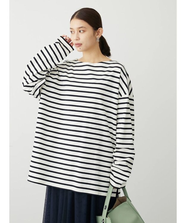 Green Parks ボーダーゆるチュニック Off White