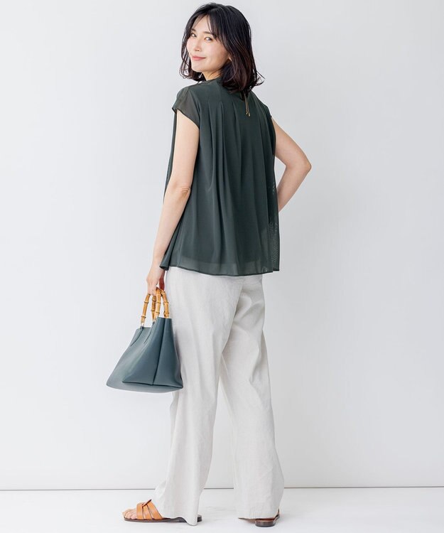 23区 【洗える】チュールコンビジャージー シアー カットソー カーキ系