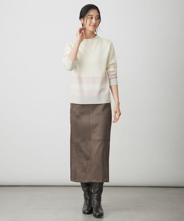 J.PRESS LADIES CAT ブロッキング ニット ピンク系