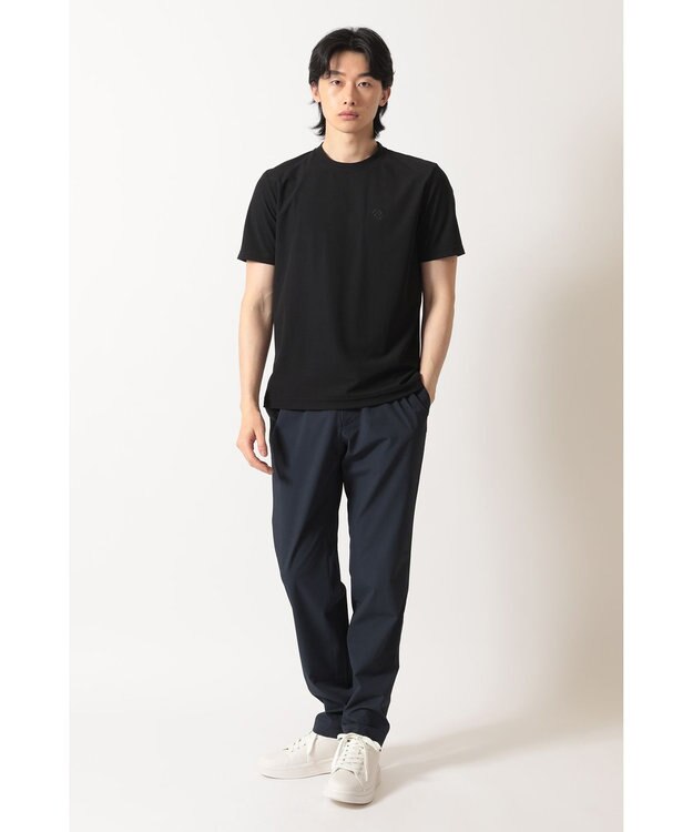 DAKS エンボスロゴ ポリエステルTシャツ ブラック