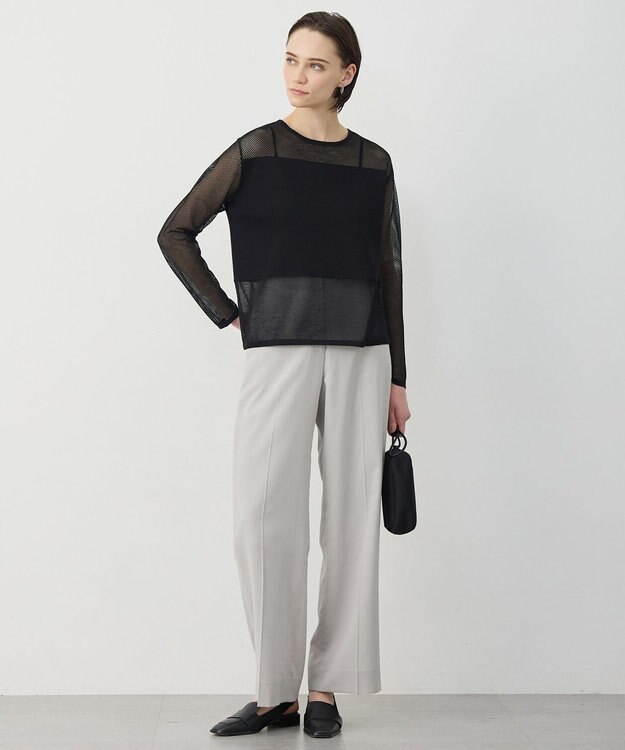 ICB L パネルパターンメッシュ ニットプルオーバー ブラック