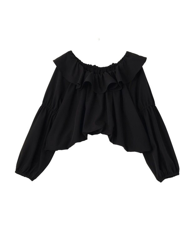 earth music&ecology 2wayオフショルバルーンヘムフリルブラウス Black