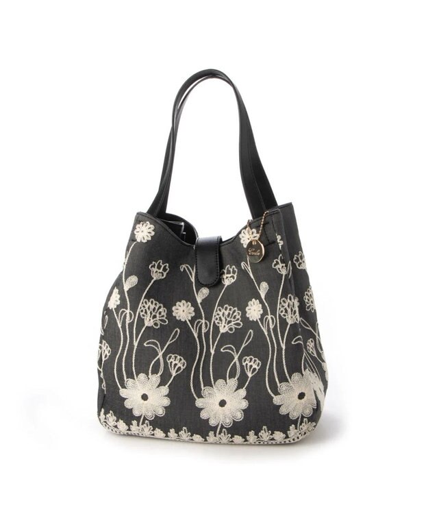 UNBILLION cachecache 花刺繍トートバッグL グレー