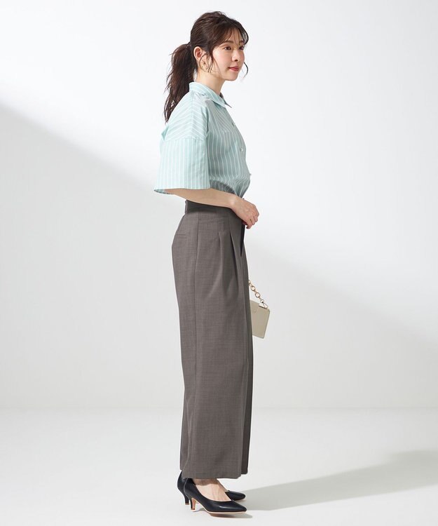 ANY SIS 【洗える】ペタルスリーブ シャツ ミントストライプ