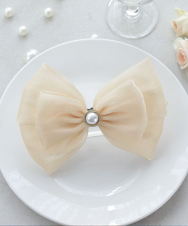 Tiaclasse オーガンジーリボンバレッタ アイボリー