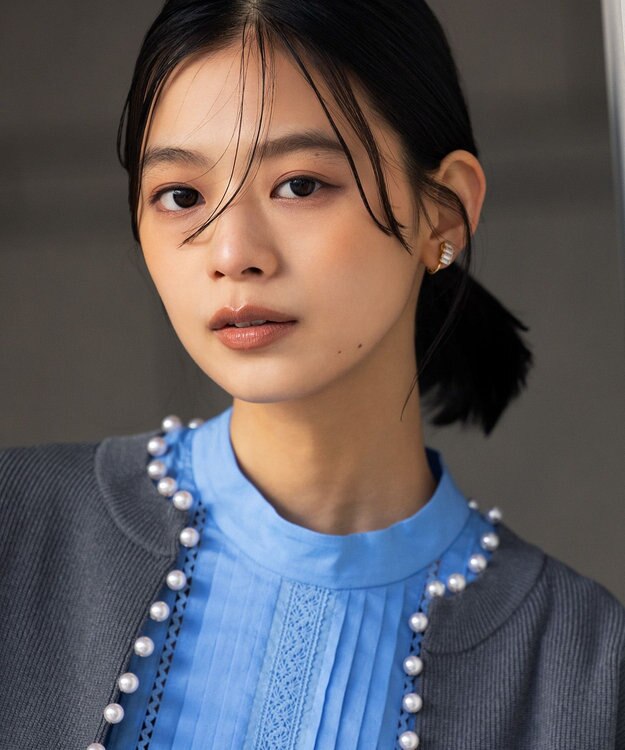 組曲 レースコンビタックディテール ブラウス サックスブルー系