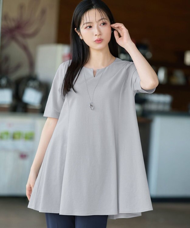 Tiaclasse 【おのののかさん着用 】「冷凛（ひやりん）」カノコバックフレアカットソー グレー