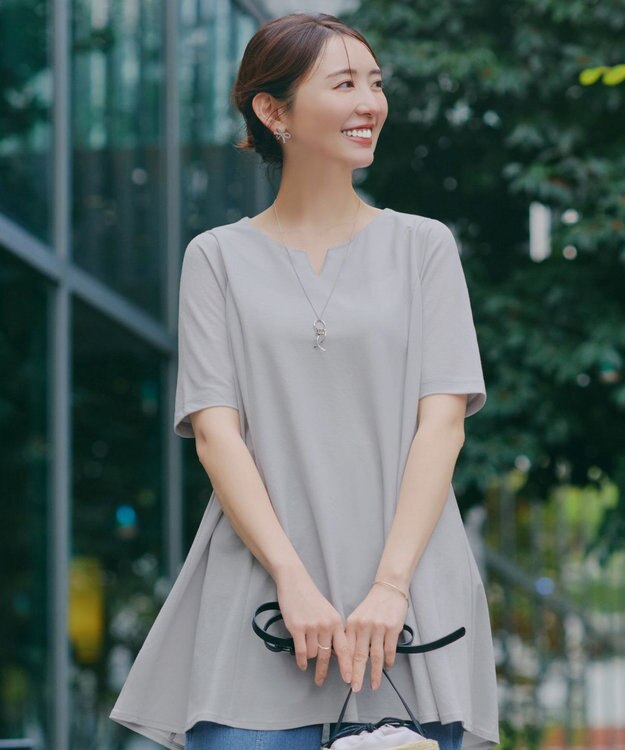 Tiaclasse 【おのののかさん着用 】「冷凛（ひやりん）」カノコバックフレアカットソー グレー