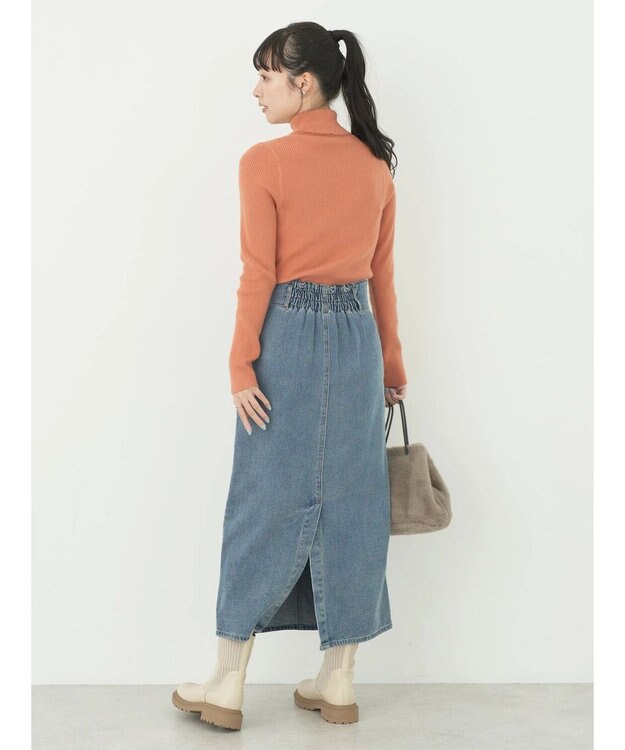 earth music&ecology やわらかタッチリブタートルネックプルオーバー Orange