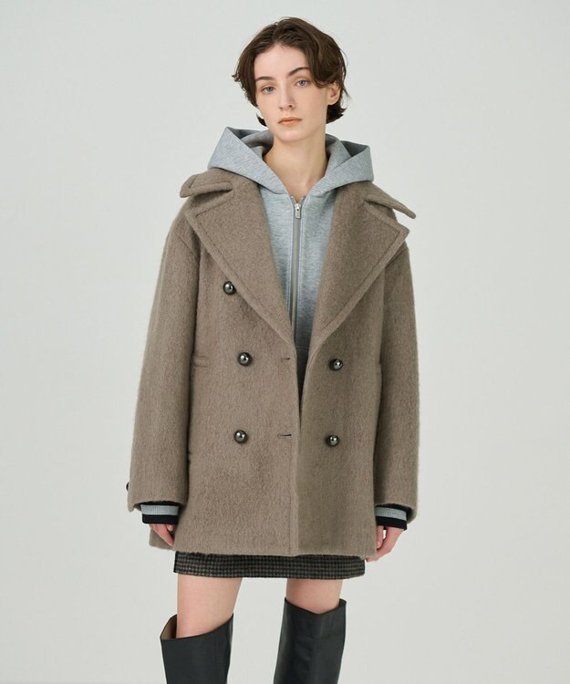 GRACE CONTINENTAL モヘヤシャギーPコート カーキ