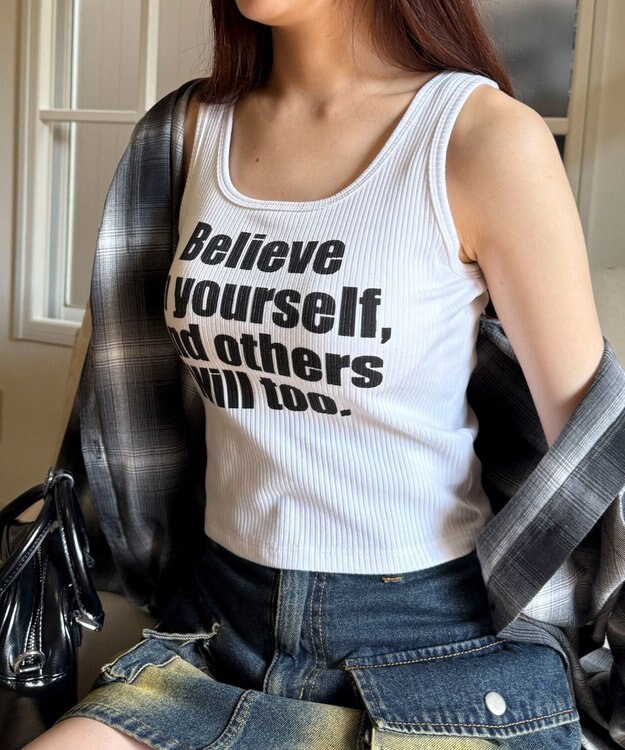 WEGO 【カップ付きインナー】グラフィックカップ付きリブタンク 柄1