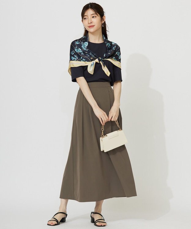 ANY SIS 【接触冷感・UVカット・洗える】ハイストレッチスムースタックスリーブ カットソー ネイビー