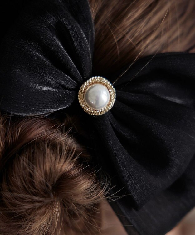 Tiaclasse オーガンジーリボンバレッタ ブラック