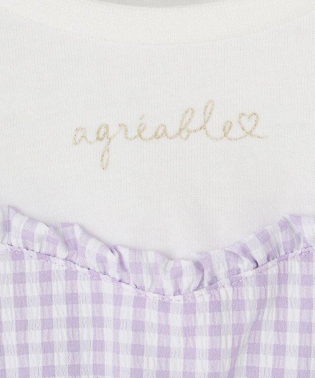 ANY KIDS サッカー ギンガム ワンピース ラべンダー系