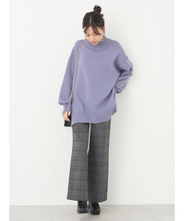 earth music&ecology やわらかタッチハイネックチュニック Blue