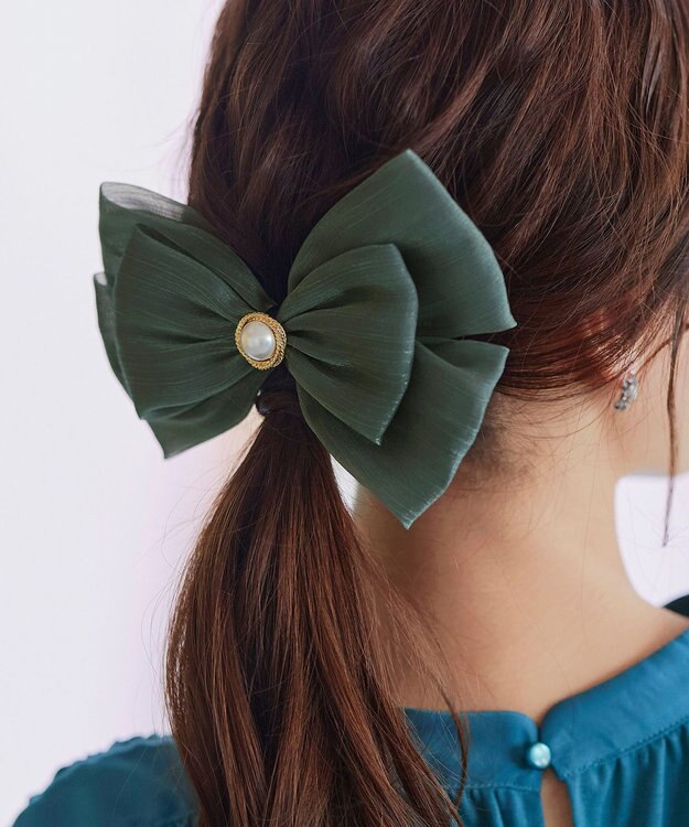 Tiaclasse オーガンジーリボンバレッタ グリーン