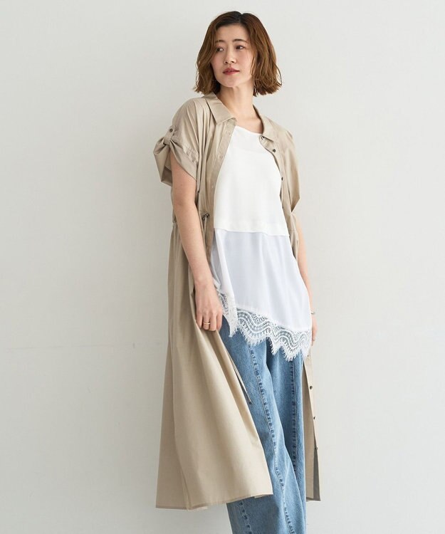 YECCA VECCA 【ORGABITS】タックシャツワンピース Beige